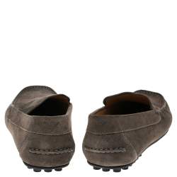 Emporio Armani Grey Suede Logo Embossed Slip On Loafers Size 43