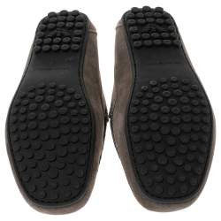 Emporio Armani Grey Suede Logo Embossed Slip On Loafers Size 43