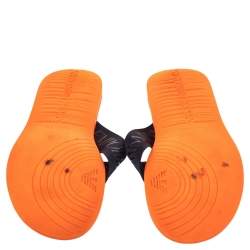 Pre Owned Giorgio Armani Navy Blue Web Tape And Leather Thong Flat Sandals Size 41