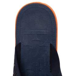 Pre Owned Giorgio Armani Navy Blue Web Tape And Leather Thong Flat Sandals Size 41