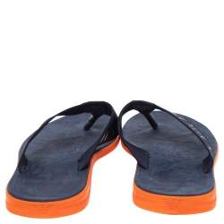 Pre Owned Giorgio Armani Navy Blue Web Tape And Leather Thong Flat Sandals Size 41