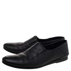 Giorgio Armani Black Leather Slip On Loafers Size 41