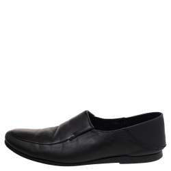 Giorgio Armani Black Leather Slip On Loafers Size 41