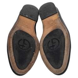 Giorgio Armani Black Leather Slip On Loafers Size 41