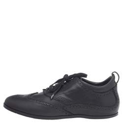 Pre Owned Giorgio Armani Black Brogue Leather Lace Up Derby Size 44