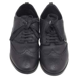 Pre Owned Giorgio Armani Black Brogue Leather Lace Up Derby Size 44