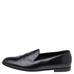 Giorgio Armani Black Patent Leather Smoking Loafers Size 43