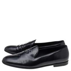 Giorgio Armani Black Patent Leather Smoking Loafers Size 43