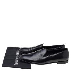 Giorgio Armani Black Patent Leather Smoking Loafers Size 43