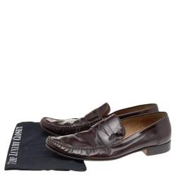 Giorgio Armani Dark Brown Leather Slip On Loafers Size 45