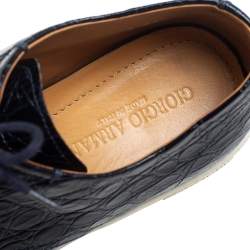Giorgio Armani Black Croc Embossed Leather Slip On Sneakers Size 41
