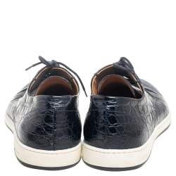 Giorgio Armani Black Croc Embossed Leather Slip On Sneakers Size 41