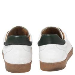 Giorgio Armani White Perforated Leather and Suede Low-Top Sneakers Size 42