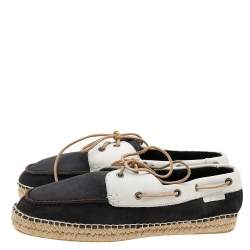 Giorgio Armani Black/White Nubuck Leather Espadrille Boat Shoes Size 43