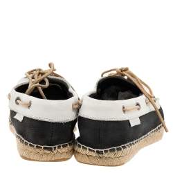 Giorgio Armani Black/White Nubuck Leather Espadrille Boat Shoes Size 43