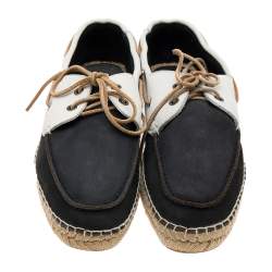 Giorgio Armani Black/White Nubuck Leather Espadrille Boat Shoes Size 43