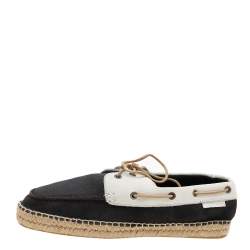 Giorgio Armani Black/White Nubuck Leather Espadrille Boat Shoes Size 43