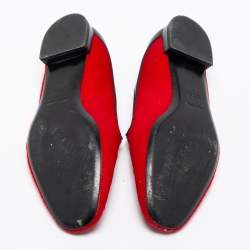 Pre Owned Giorgio Armani Red/Black Pony Hair and Leather Loafer Size 38