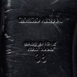 Pre Owned Giorgio Armani Red/Black Pony Hair and Leather Loafer Size 38