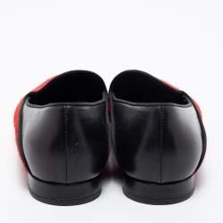 Pre Owned Giorgio Armani Red/Black Pony Hair and Leather Loafer Size 38