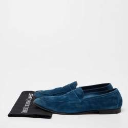 Giorgio Armani Blue Suede Penny Loafers Size 44