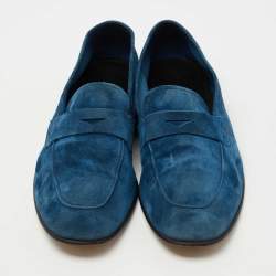 Giorgio Armani Blue Suede Penny Loafers Size 44