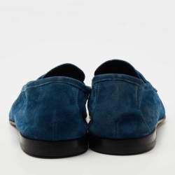 Giorgio Armani Blue Suede Penny Loafers Size 44