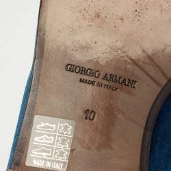 Giorgio Armani Blue Suede Penny Loafers Size 44