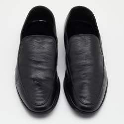 Giorgio Armani Black Lizard Embossed Leather Slip On Loafers Size 44