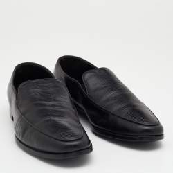 Giorgio Armani Black Lizard Embossed Leather Slip On Loafers Size 44