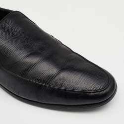 Giorgio Armani Black Lizard Embossed Leather Slip On Loafers Size 44