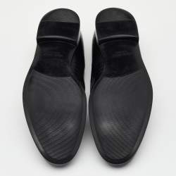 Giorgio Armani Black Lizard Embossed Leather Slip On Loafers Size 44
