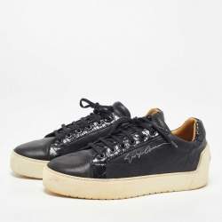 Giorgio Armani Black Perforated Leather Platform Sneakers Size 42