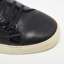 Giorgio Armani Black Perforated Leather Platform Sneakers Size 42
