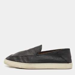 Giorgio Armani Black  Leather Low Top Sneakers Size 44