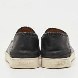 Giorgio Armani Black  Leather Low Top Sneakers Size 44