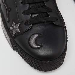 Giorgio Armani Black Leather Platform Sneakers Size 41