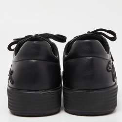 Giorgio Armani Black Leather Platform Sneakers Size 41