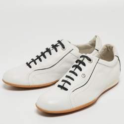 Giorgio Armani White Leather Lace Low Top Sneakers Size 43