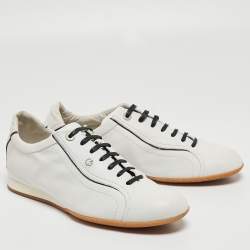 Giorgio Armani White Leather Lace Low Top Sneakers Size 43
