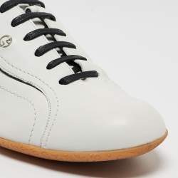 Giorgio Armani White Leather Lace Low Top Sneakers Size 43