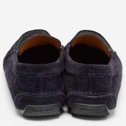 Giorgio Armani Navy Blue Suede Slip On Loafers Size 43.5
