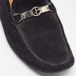 Giorgio Armani Navy Blue Suede Slip On Loafers Size 43.5