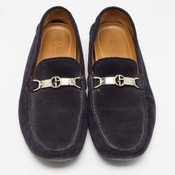 Giorgio Armani Navy Blue Suede Slip On Loafers Size 43.5