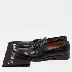 Pre Owned Giorgio Armani Black Leather Slip On Loafers Size 41