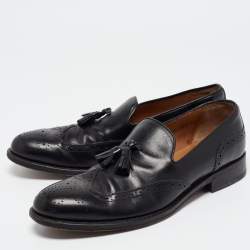 Pre Owned Giorgio Armani Black Leather Slip On Loafers Size 41