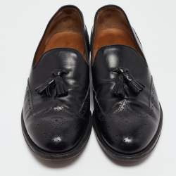 Pre Owned Giorgio Armani Black Leather Slip On Loafers Size 41