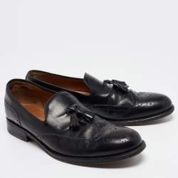 Pre Owned Giorgio Armani Black Leather Slip On Loafers Size 41