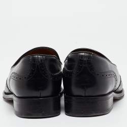 Pre Owned Giorgio Armani Black Leather Slip On Loafers Size 41