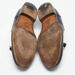 Pre Owned Giorgio Armani Black Leather Slip On Loafers Size 41